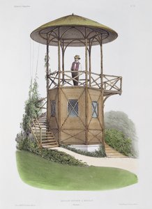 Pavilhão rústico em Marcilly, de &39;Habitations Champetres&39;, gravado por Beaquet Freres, c.1855