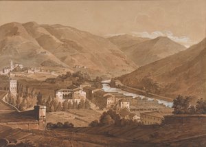 Cidade em um vale alpino, s.d.. de Victor Jean Nicolle