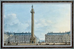 Vista da coluna belicosa localizada na Place Vendome em Paris Aquarela de Victor Jean Nicolle (1754-1828) Por volta de 1810 Sol. 0,67x0,12 m Malmaison, musee du chateau