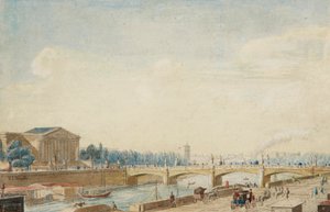 Vista da Pont de la Concorde e do Palais Bourbon em Paris de Victor Jean Nicolle