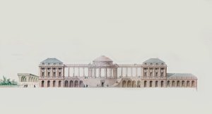 Primeiro projeto para o Chateau du Bouilh, Santo André de Cubzac, Aquitânia, c.1787 (caneta, tinta e wc) de Victor Louis