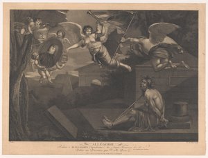 Alegoria de Napoleão I Bonaparte Alegoria relativa a Buonaparte Generalíssimo dos Exércitos Franceses (título no objeto) de Victor Marie Picot