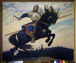 Ilya Muromets (Elie de Murom) (Ilya Muromets). herói lendário russo. Pintura de Viktor Mikhailovich Vasnetsov (1848-1926), óleo sobre tela de Victor Mikhailovich Vasnetsov