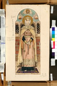 Retrato de Eudoxie Dimitrievna de Souzdal (morreu por volta de 1407) (estudo para um fresco na catedral de Saint Vladimir em Kiev) - Obra de Viktor Mikhaylovich Vasnetsov (1848-1926) de Victor Mikhailovich Vasnetsov