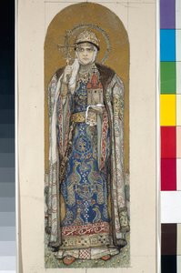 Santa Olga, Princesa de Kiev (Estudo para os frescos na Catedral de São Vladimir de Kiev) de Victor Mikhailovich Vasnetsov