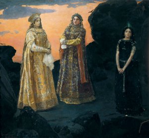 Três Tsarevnas da realeza subterrânea. Pintura de Viktor Vasnetsov de Victor Mikhailovich Vasnetsov