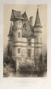 Arquitetura pitoresca ou monumentos do século XV. E XVI. Séculos: Chateaux da França dos séculos XV e XVI: Pl. 63, Antiga Manor De La Fosse (Saône et Loire) de Victor Petit