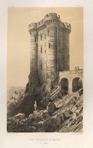 Arquitetura pitoresca ou monumentos do século XV. E XVI. Séculos: Chateaux De France dos séculos XV e XVI: Pl.13, Torre Solidor em St. Servan (Ille-et-Vilaine) de Victor Petit