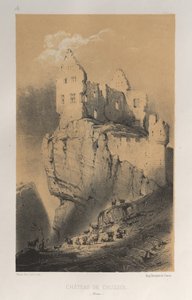Arquitetura pitoresca ou monumentos do século XV. E XVI. Séculos: Chateaux De France dos séculos XV e XVI: Pl. 30, Chateau De Crussol (Drôme) de Victor Petit