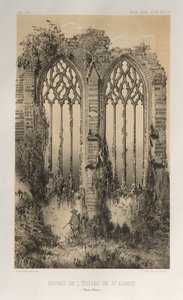 Arquitetura pitoresca ou monumentos do século XV. E XVI. Séculos: Castelos da França dos séculos XV e XVI: Pl. 38, Ruínas da Igreja de St. Aubert (Haute-Marne) de Victor Petit
