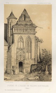 Arquitetura pitoresca ou monumentos do século XV. E XVI. Séculos: Chateaux De France dos séculos XV e XVI: Pl.2, Portal da Igreja de Villiers Sur-Tholon (Yonne) de Victor Petit