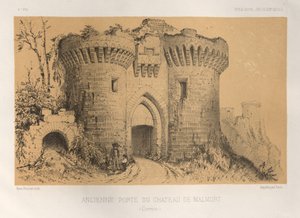 Arquitetura pitoresca ou monumentos do século XV. E XVI. Séculos: Castelos da França dos séculos XV e XVI: Pl.6, Antigo Portão do Chateau De Malmort (Correze) de Victor Petit