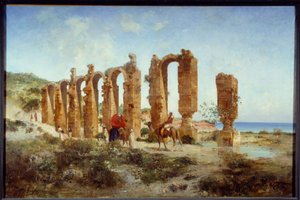 O aqueduto romano em Cherchell (Argélia). Pintura de Victor Pierre Huguet (1835-1902)