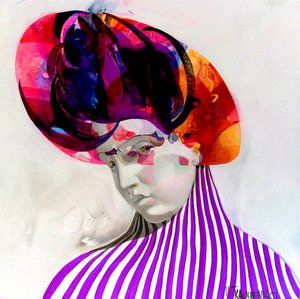 Retrato com riscas coloridas de Victor Tkachenko