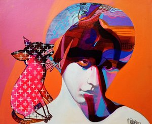 Retrato surrealista de uma mulher-raposa