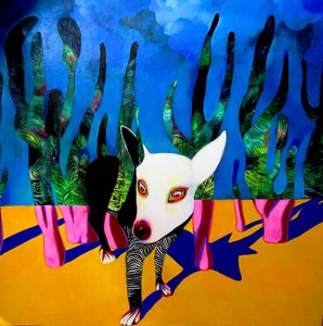 Cão surreal e vibrante de Victor Tkachenko