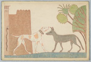 O cão e o lobo, ilustração para as fábulas de Esopo