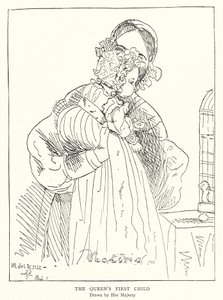 Rainha Victorias primeiro filho, desenhado por Sua Majestade (litho) de Victoria Queen