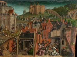 Conquista de Titus de Jerusalém (óleo sobre painel) (detalhe de 470981) de Vienna Master of Mary of Burgundy