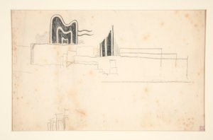 Desenhos e manuscritos originais do artista, e material documental.