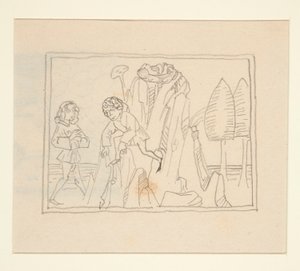 Desenhos e manuscritos originais do artista, e material documental.