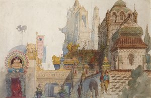 Cenografia para a ópera Ruslan e Lyudmila de M. Glinka de Viktor Alexandrovich Hartmann