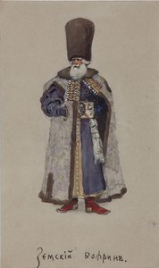 Figurinos para a ópera O Mercador Kalashnikov de A. Rubinstein, 1901 de Viktor Andreyevich Simov