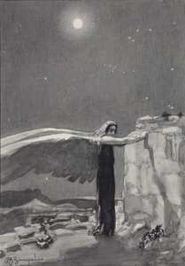 Ilustração do poema O Demônio de Mikhail Lermontov, 1913-1914 de Viktor Dmitrievich Zamiraylo