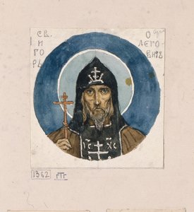 Santo Príncipe Igor de Chernigov Estudo para afrescos na Catedral St Vladimirs de Kiev, 1884-1889 de Viktor Mikhaylovich Vasnetsov