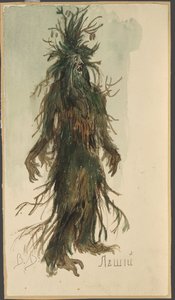 Leshy. Figurino para a ópera Snow Maiden de N. Rimsky-Korsakov, 1885. de Viktor Mikhaylovich Vasnetsov