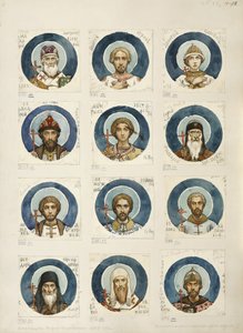 Medalhões com santos russos Estudam afrescos na Catedral St Vladimirs de Kiev, 1884-1889 de Viktor Mikhaylovich Vasnetsov