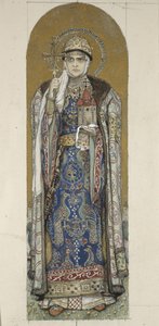 Santa Olga, princesa de Kiev Estudo para afrescos na Catedral St Vladimirs de Kiev, 1884-1889 de Viktor Mikhaylovich Vasnetsov