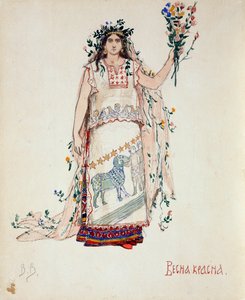 Beleza de primavera. Figurino da ópera Snow Maiden de N. Rimsky-Korsakov, 1885 de Viktor Mikhaylovich Vasnetsov