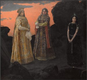 Três rainhas do reino subterrâneo, 1879. de Viktor Mikhaylovich Vasnetsov