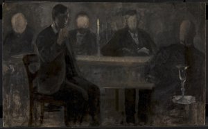 Cinco Retratos. Estudo para pintura na Thielska Galleriet, Estocolmo de Vilhelm Hammershøi