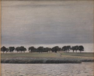 Estudo preliminar para "Chuva Solar. Lago Gentofte" de Vilhelm Hammershøi