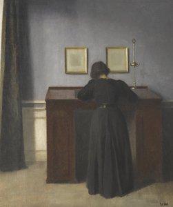 Ida em pé em uma mesa de Vilhelm Hammershøi