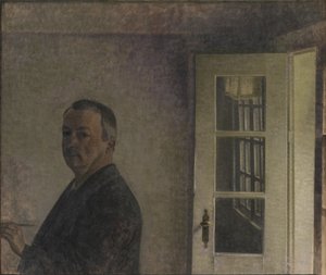 Auto-retrato. The Cottage Spurveskjul em Sorgenfri, norte de Copenhague de Vilhelm Hammershøi