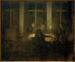 Noite no quarto de Vilhelm Hammershoi