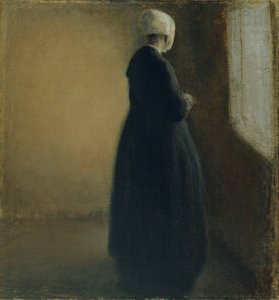 Um, mulher velha, ficar, por, um, janela de Vilhelm Hammershøi