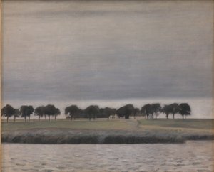 Estudo preliminar para "Chuva Solar. Lago Gentofte" de Vilhelm Hammershøi