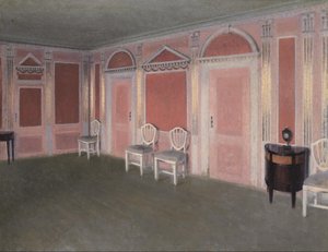 Interior em estilo Luís XVI. Da casa do artista. Rahbeks Allé de Vilhelm Hammershøi