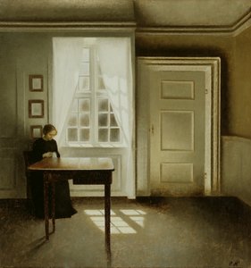Interior com uma senhora, 1901 de Vilhelm Hammershoi
