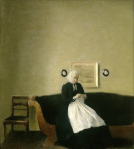 Interior com a mãe do artista de Vilhelm Hammershoi