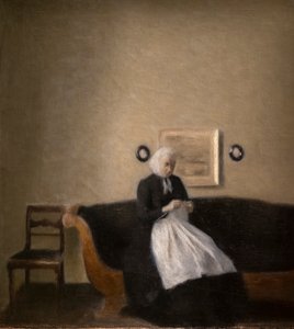 Interior com a mãe do artista de Vilhelm Hammershoi