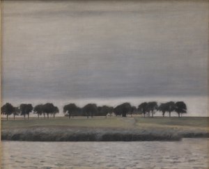 Estudo para a chuva solar, Lago Gentofte de Vilhelm Hammershoi