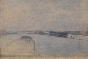 O porto de Copenhague visto de Kvæsthusgade de Vilhelm Hammershøi