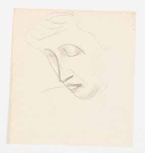 Retrato feminino em perfil de três quartos, dobrado para a esquerda de Vilhelm Lundstrøm