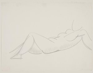 Modelo feminino reclinável, pernas para a esquerda de Vilhelm Lundstrøm