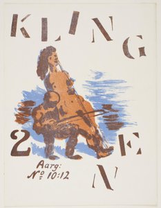 Homem brincando no corpo de uma mulher. Capa para Klingen II, nº 10-12 de Vilhelm Lundstrøm